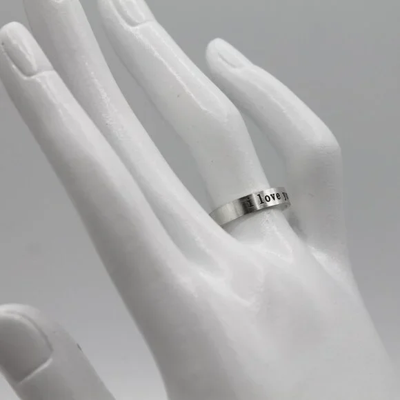Jewelry ring band I Love You romantic adjustable silver tone simple minimalist - Picture 2 of 7